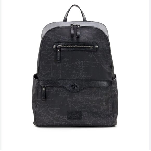 Patricia Nash Handbags - Patricia Nash Coated Linen Canvas Karina Backpack Black Map